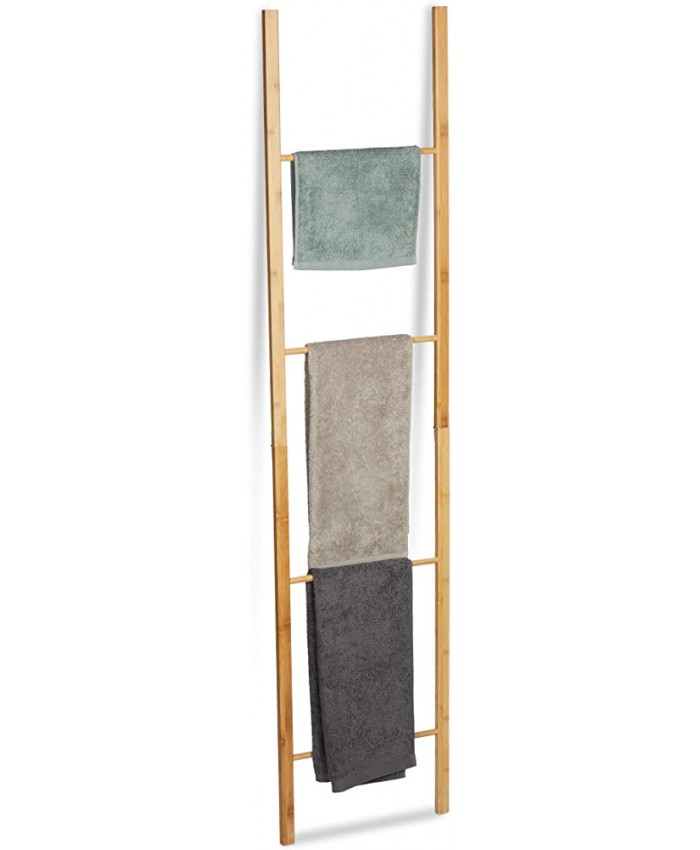 Relaxdays Porte-serviettes pliable en bambou avec 4 barres porte-serviettes à poser Aspect naturel 180 x 42 x 2 cm - B07PCRH6CF