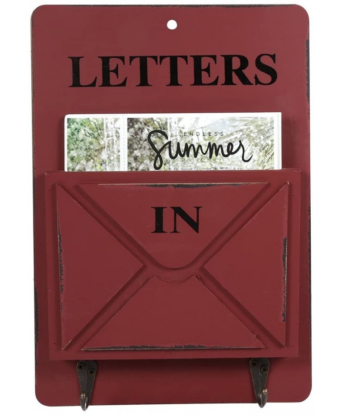 Aramox Boîte aux Lettres en Bois Porte-courrier Mural et Porte clés Mural Décoration de la Maison avec CorchetRouge - B07DCMM2B5