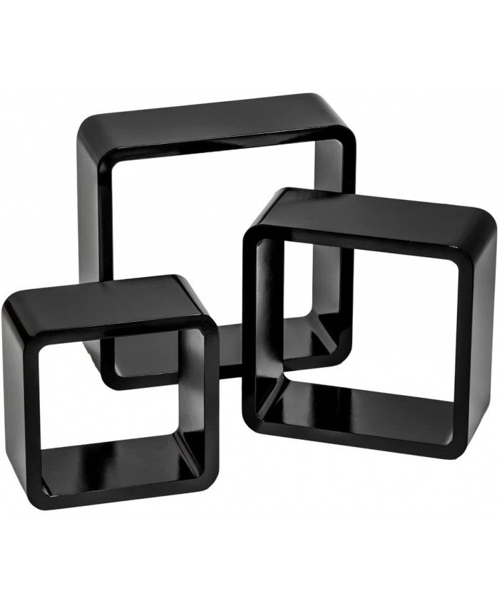 TecTake 800703 3 Etagères murales Design Cube de Rangement en Bois pour des Livres CDs et de la décoration Matériel de Montage Inclus Plusieurs Couleurs Noir | no. 403181 - B07T66BVRY