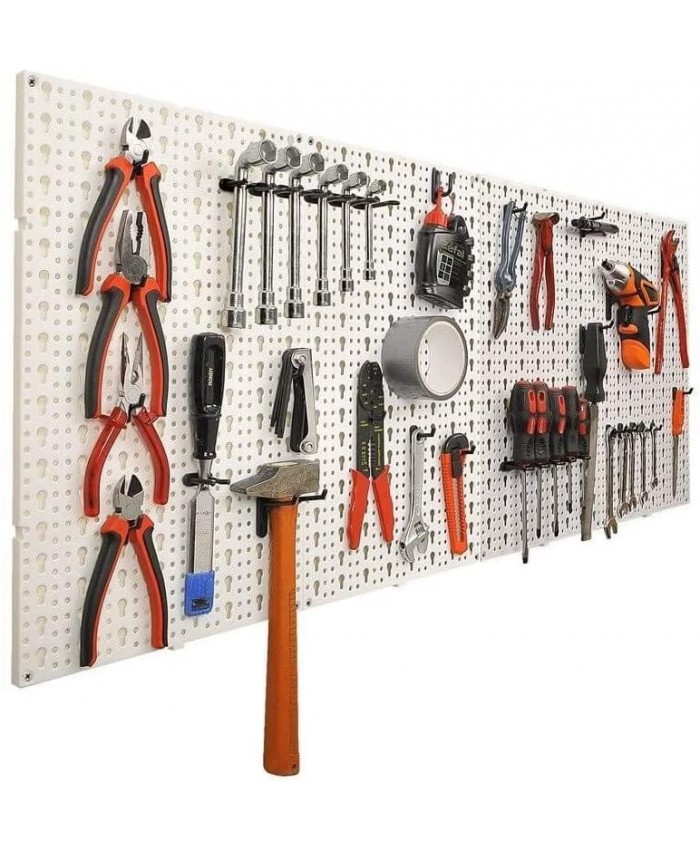 Panneaux muraux de rangement pour outils + crochets - B091FTR2DG