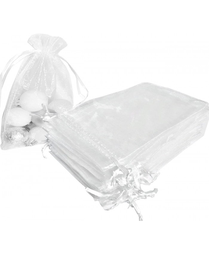 100pcs Sacs Organza 10x15cm Blanc Sachets Pochettes Cadeau en Organza avec Rubans pour Bijoux Cadeaux Bonbons Marriage - B093PYKHXT