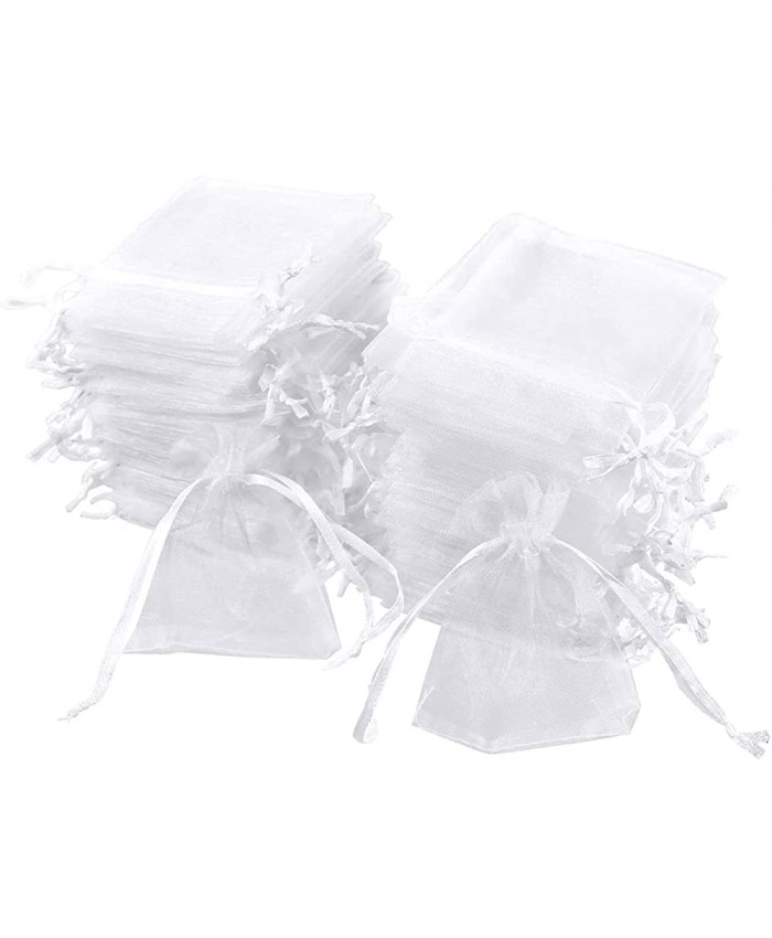 Carehabi Lot de 100 sachets en organza blanc 7 x 9 cm pochette cadeau en organza pochette à bijoux sachets de mariage sachets de lavande faveur de mariage - B099MM1YLJ