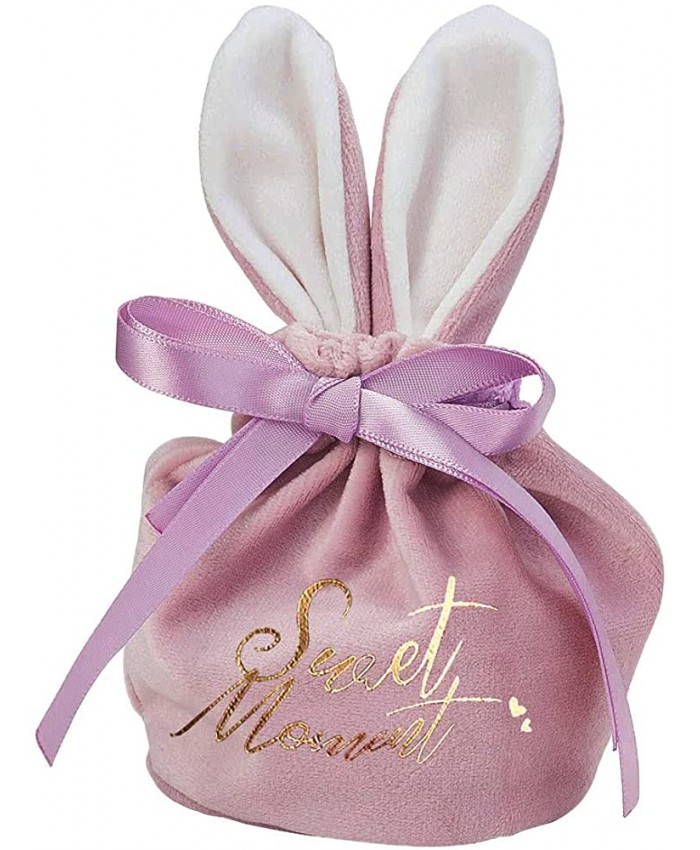 UR URLIFEHALL Lot de 10 sachets en velours violet avec cordon de serrage pour bijoux cadeaux bonbons avec oreilles de lapin pour mariage - B092QYXWRV