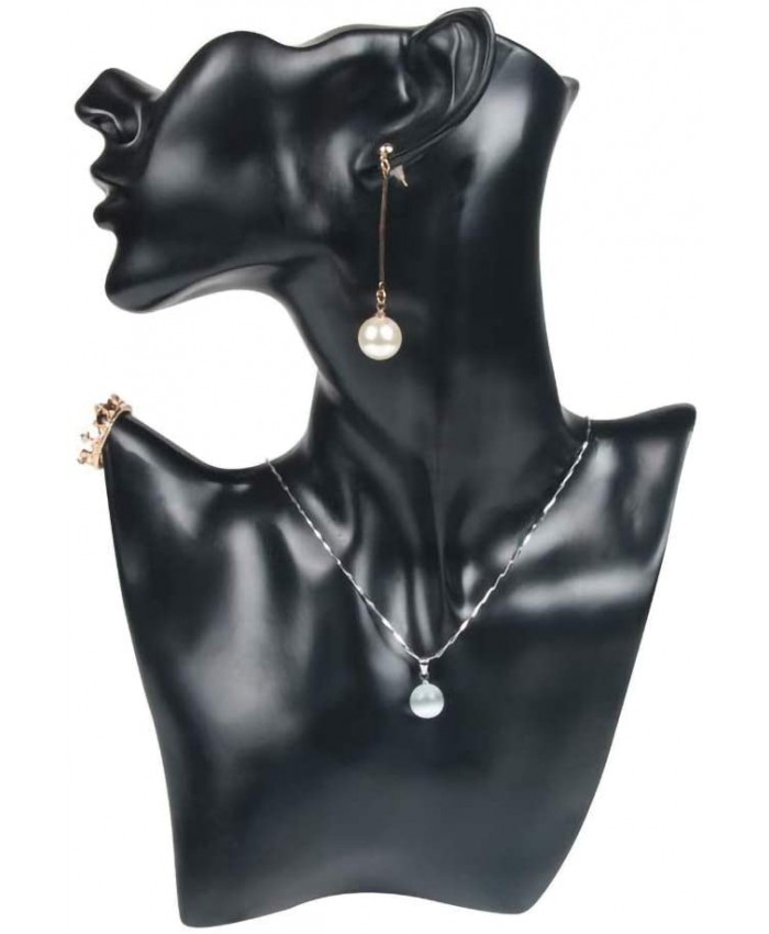 Homeanda Buste de mannequin à bijoux Présentoir à bijoux Présentoir à boucles d'oreilles Présentoir à bijoux noir - B0915WB9F5