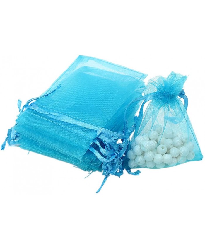 100pcs Pochettes de Cadeaux En Organza Sacs de Bijoux Pochettes Faveurs De Mariage Coloré Lac Bleu 135mm - B01I92QWO8