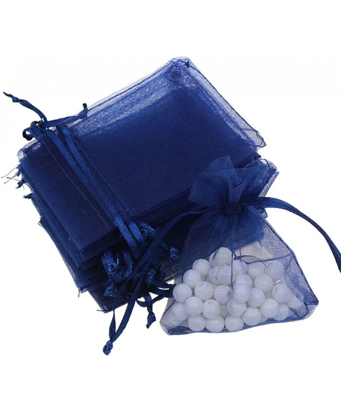 100pcs Pochettes de Cadeaux En Organza Sacs de Bijoux Pochettes Faveurs De Mariage Coloré Bleu Marine 135mm - B01I92QVGW
