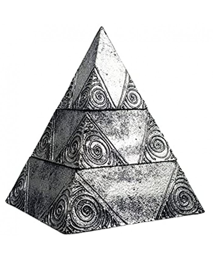 Coco Papaya Boîte à Bijoux argentée Pyramide 25cm Décor Spirales - B094YP4PJK