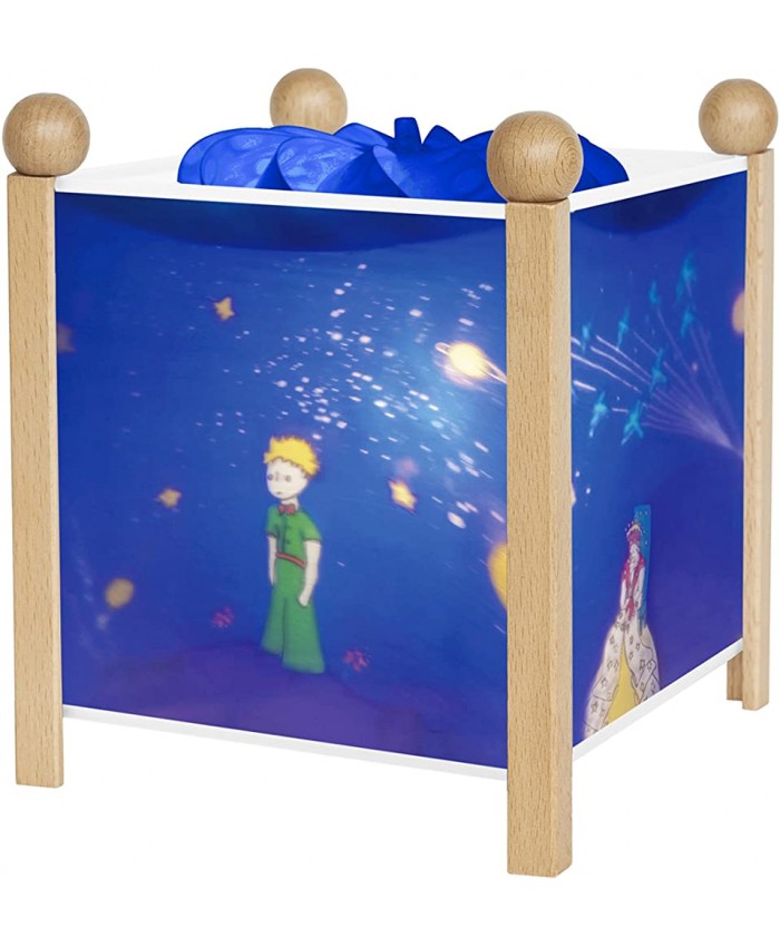 Boîte à Trésors & Bijoux Musicale -Petit Prince. Saint Exupéry Phosphorescent Colori Vert + Veilleuse Lanterne Magique Le Petit Prince Colori Bois Naturel - B09S1B4NK8