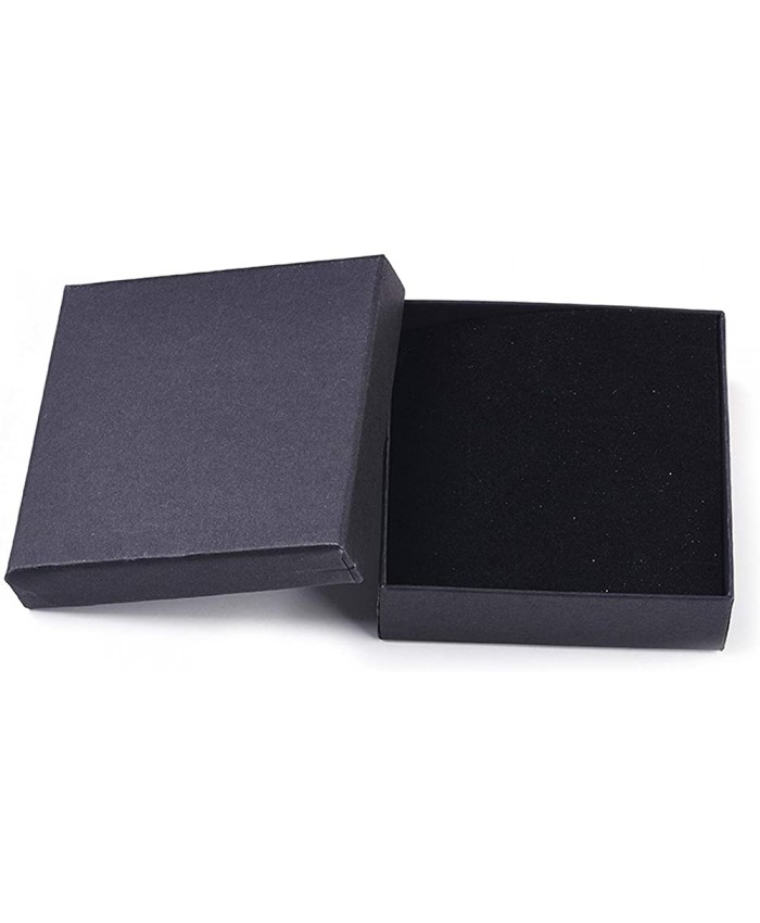 Craftdady Lot de 18 boîtes à bijoux carrées en carton kraft noir avec couvercle et coussin à l'intérieur pour bracelet pendentifs bijoux présentation 9,1 x 9,1 x 2,9 cm - B08JYLV824