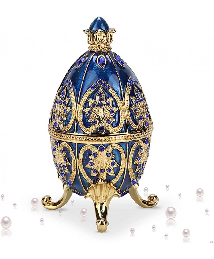 HERCHR Oeuf Fabergé Boîte à Bijoux Vintage en Forme d'œuf de Fabergé Organisateur de Bijoux pour Collier Bracelet Bibelot Cadeaux - B08XZJR4YS
