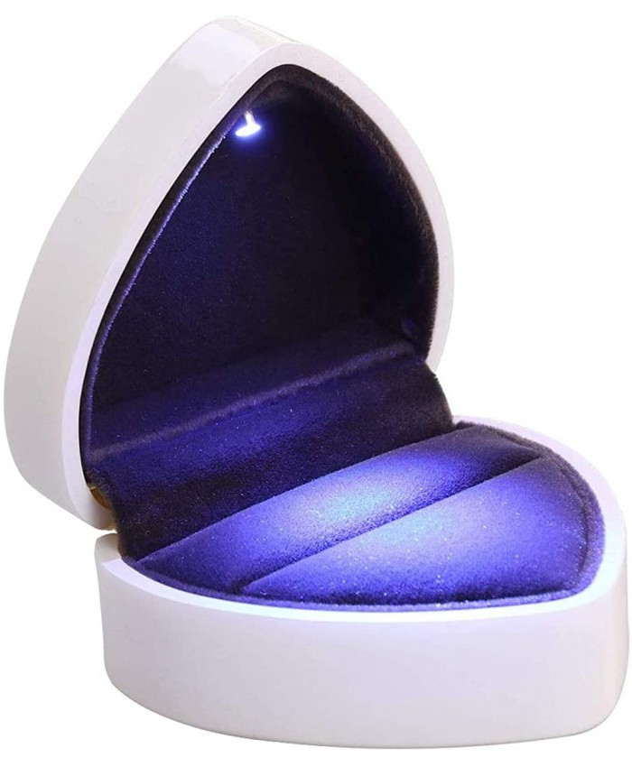 XLKJ Boîte Cadeau Bijoux Vide Boîte à Bague en Velours Boîte de Bague en Forme de Coeur avec Lumière LED - B08XWKN7F9