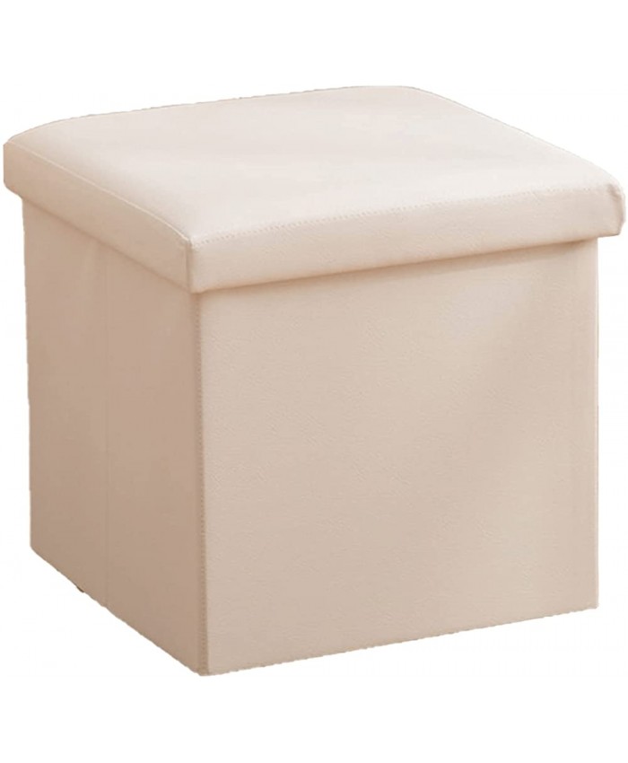 Pouf Coffre de Rangement Cube Tabouret Pliable en Simili-Cuir avec Couvercle Repose-Pieds Boîte de Rangement Pliant pour Chambre Salon Gagner de l'espace-Beige||38x38x38cm - B09V2QX3Z5
