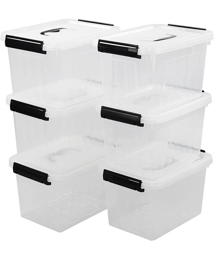 Afromy Lot de 6 boîtes de rangement en plastique avec couvercle et poignée Transparent 6 l - B09CCSJF8V
