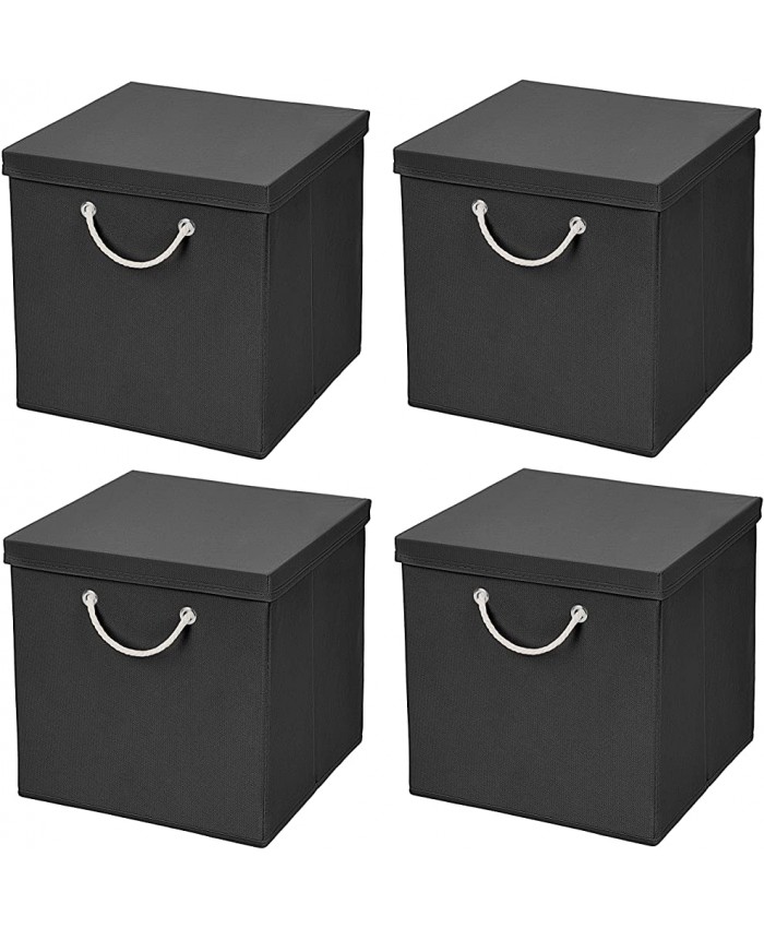 Boîte de rangement pliage colorée avec couvercle assorti 30 x 30 x 30 cm noir - B075WZ3QSS