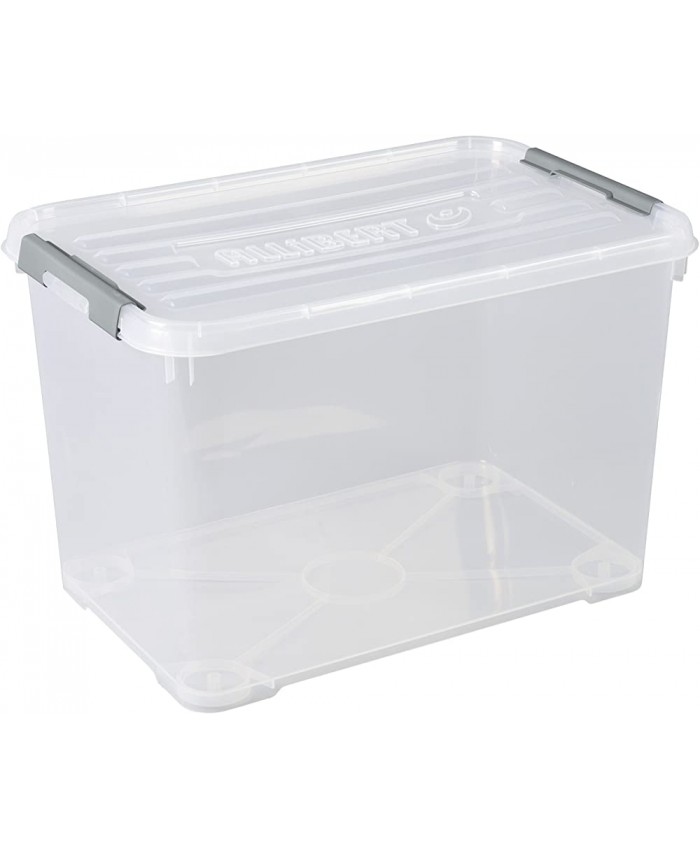 CURVER | Boîte de rangement Handy box Plus 65L  + clips Gris avec couvercle Transparent 60 x 40 x 38,8 cm Plastique - B01IEKKJ8A