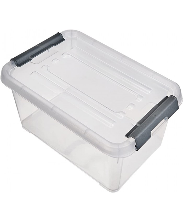 CURVER | Boîte de rangement Handy box Plus 6L + clips Gris avec couvercle Transparent 29,4 x 19,4 x 15 cm Plastique - B01IEKKTCG