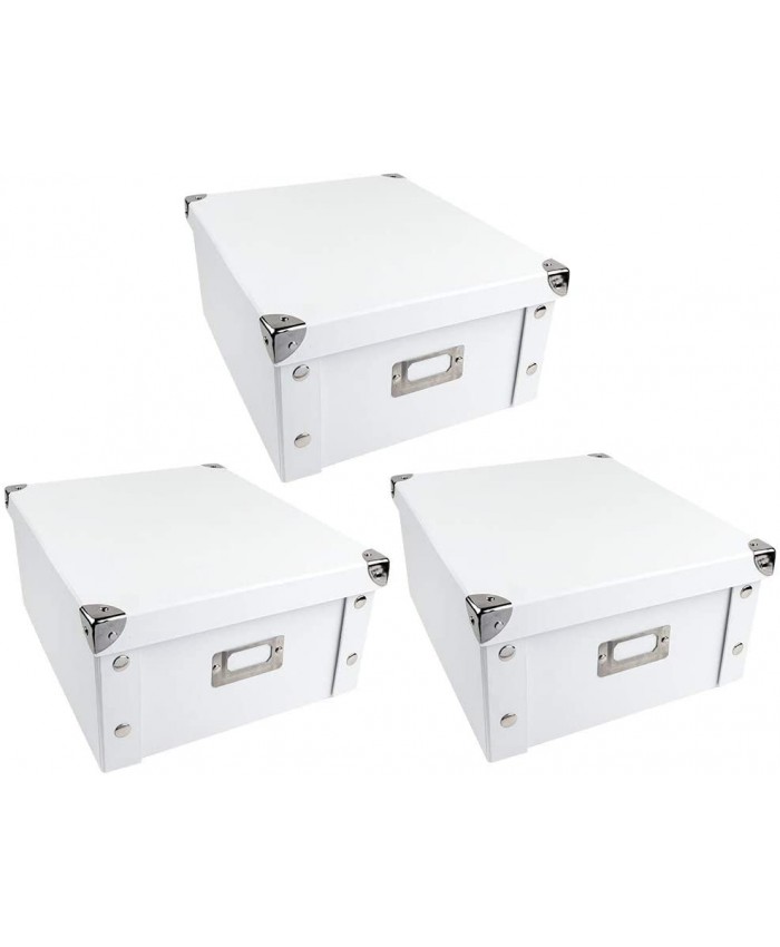 Ideen mit Herz Lot de 3 boîtes de rangement pliables avec couvercle en carton et métal,31 x 26 x 14 cm - B08B69BHH3