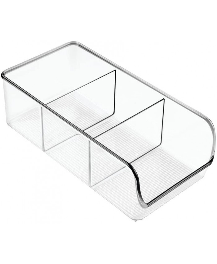 iDesign boîte de rangement à 3 compartiments bac plastique moyen pour le placard ou le tiroir bac alimentaire empilable sans couvercle transparent - B002BS1VKC