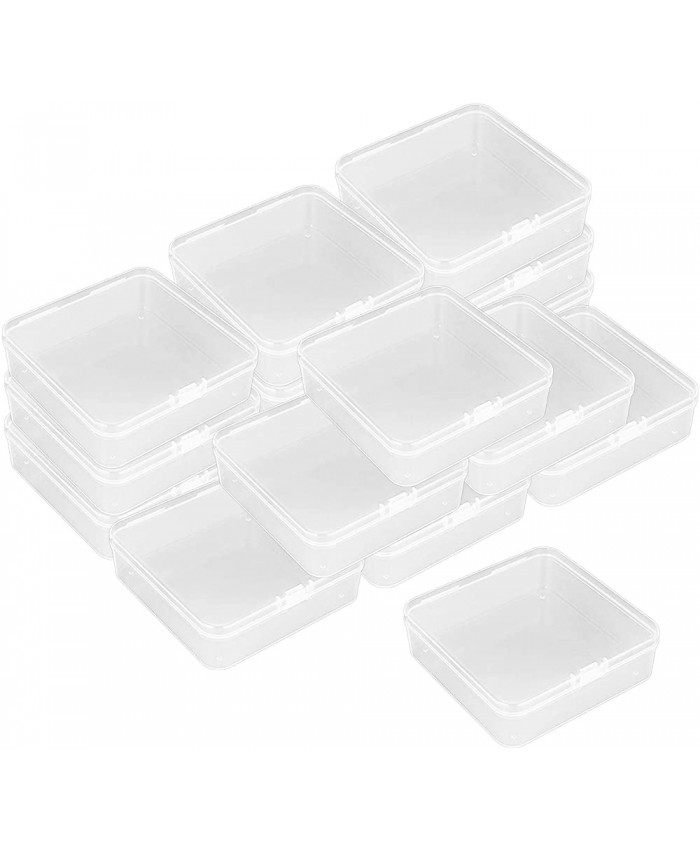 Lot de 16 boîtes transparentes en plastique avec couvercle zippé petite boîte de rangement en plastique transparent avec couvercles 9,4 x 9,4 x 2,5 cm - B08MC2HW52