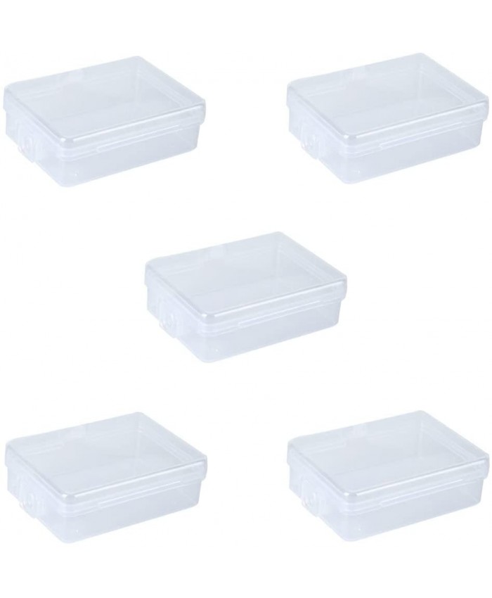 Lot de 5 boîtes de rangement rectangulaires en plastique transparent avec couvercle à charnière 6,9 x 5,1 x 2,3 cm pour accessoires travaux manuels vis et perceuses - B09KZY9KXZ