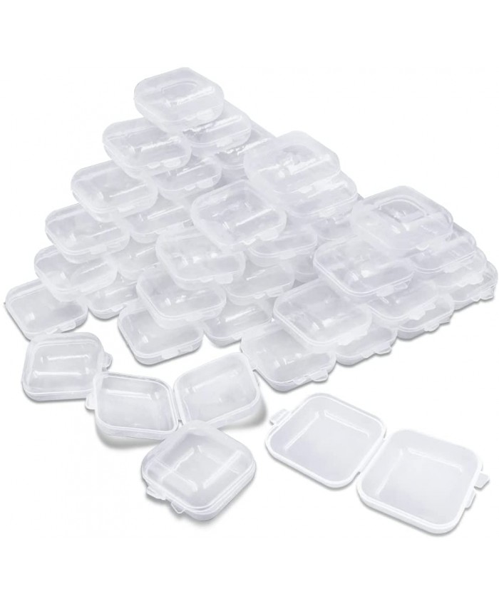 lyfLux Lot de 50 petites boîtes de rangement en plastique transparent avec couvercles pour petits articles et autres projets d'artisanat 3,5 x 3,5 x 1,8 cm - B09HGXTGJH
