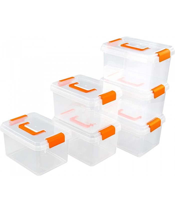 Parlynies Boîtes de rangement en plastique avec loquet 6 paquets de conteneurs transparents avec couvercle - B08P5MZPBM