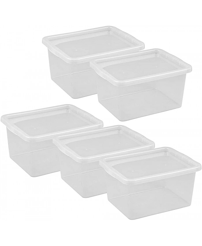 Plast Team Basic Box Lot de 5 boîtes de Rangement Transparentes avec Couvercle en Plastique 20 l - B091ZG8XHC
