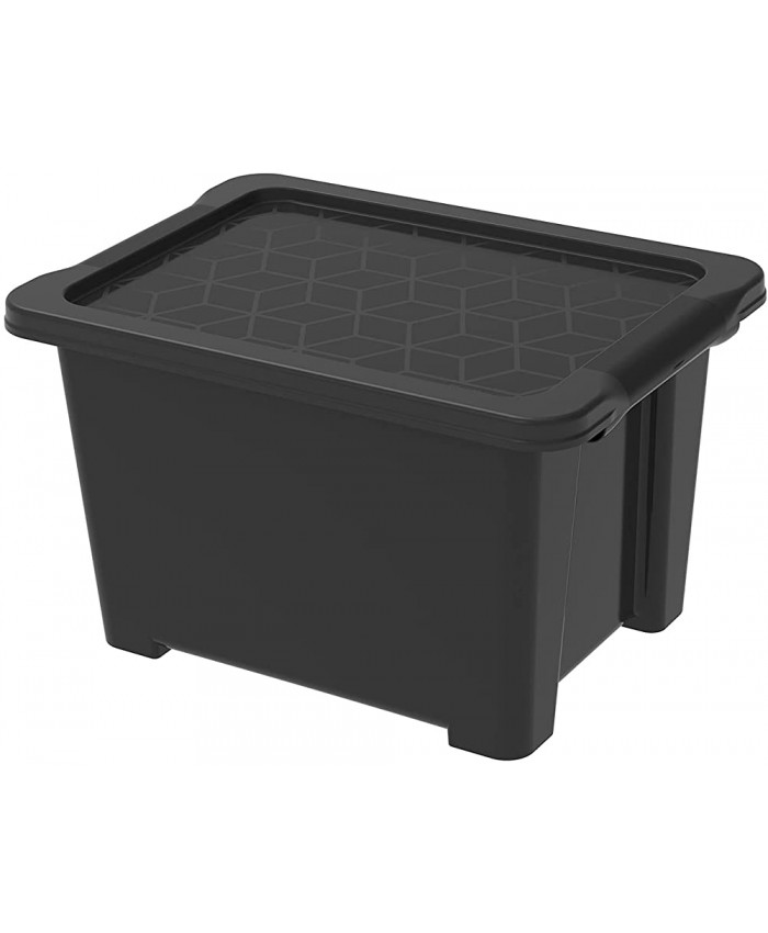 Rotho Evo Easy Boîte de rangement avec couvercle en plastique recyclé Noir 15 l 39 x 28 x 23 cm - B09HMMLWKR