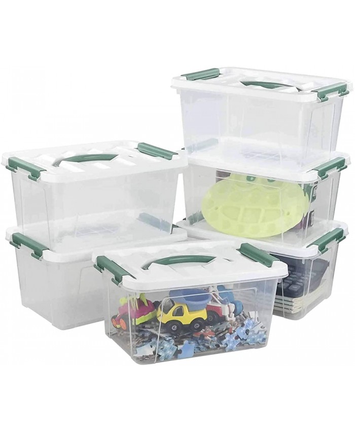 Zopnny Lot de 6 boîtes de rangement en plastique avec couvercle petit récipient de 5,5 L transparent - B09FYSPJY4