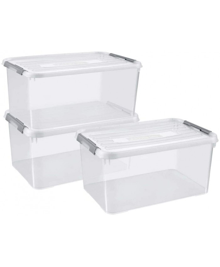 CURVER | Lot de 3 bacs de rangement Boîte de rangement Handy box 50L Transparent Plastique - B07HPWRGR6