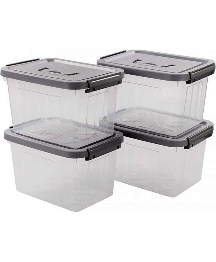 Gitany Boîtes de Rangement Transparent avec Gris Couvercle Lot de 4 Caisses Plastique - B0859F3SQ3
