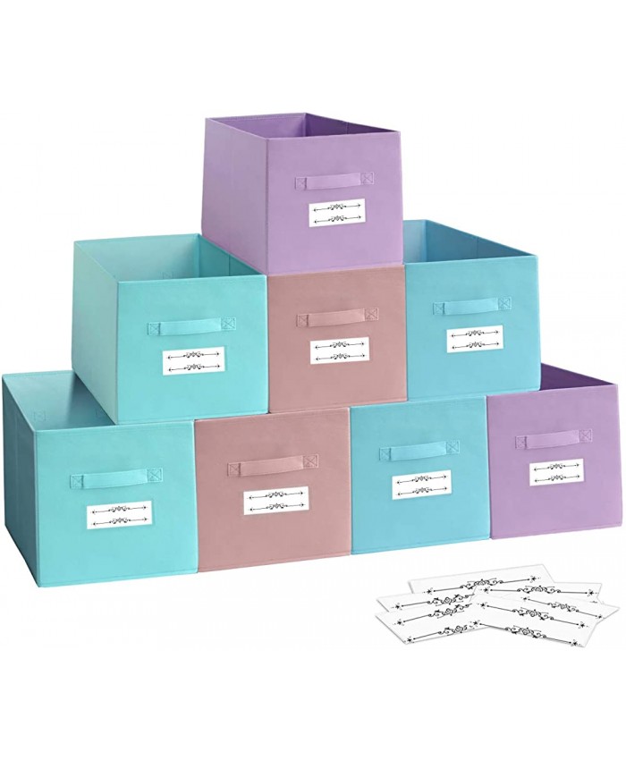 Kallax Lot de 8 boîtes de rangement en tissu pour étagère d'enfant avec poignées pour séparateur de pièce jouets vêtements 28 x 28 cm - B08VN4XB9F