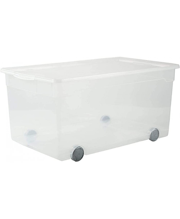 Rotho Clear Boîte de rangement 63l avec couvercle et roulettes Plastique PP sans BPA transparent 63l 71.5 x 40.0 x 33.5 cm - B00DZFQL3C