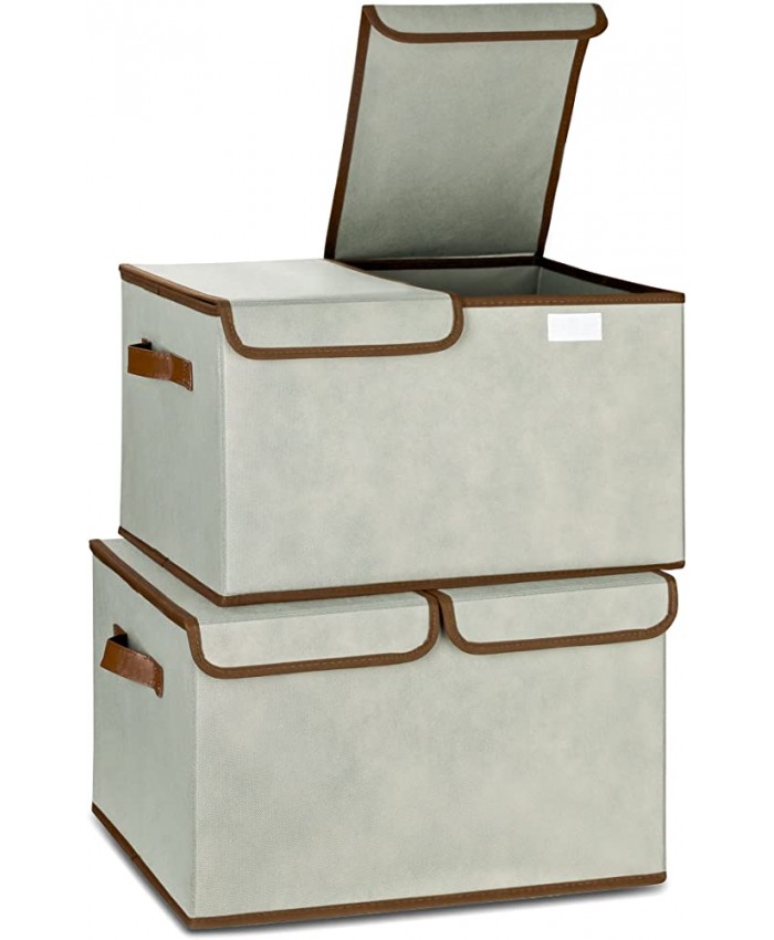 TOPP4u Lot de 2 grandes boîtes de rangement pliantes avec couvercle Gris 2 grandes boîtes de rangement idéales pour les armoires et les étagères 44 x 31 x 26 cm 35 l - B08NHNSCZF