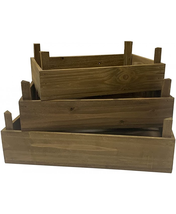 Urgarden Caisses de rangement rustiques en bois avec poignées en bois Grande boîte de présentation pour la maison Gris naturel Panier de rangement robuste - B09N934Y5Z