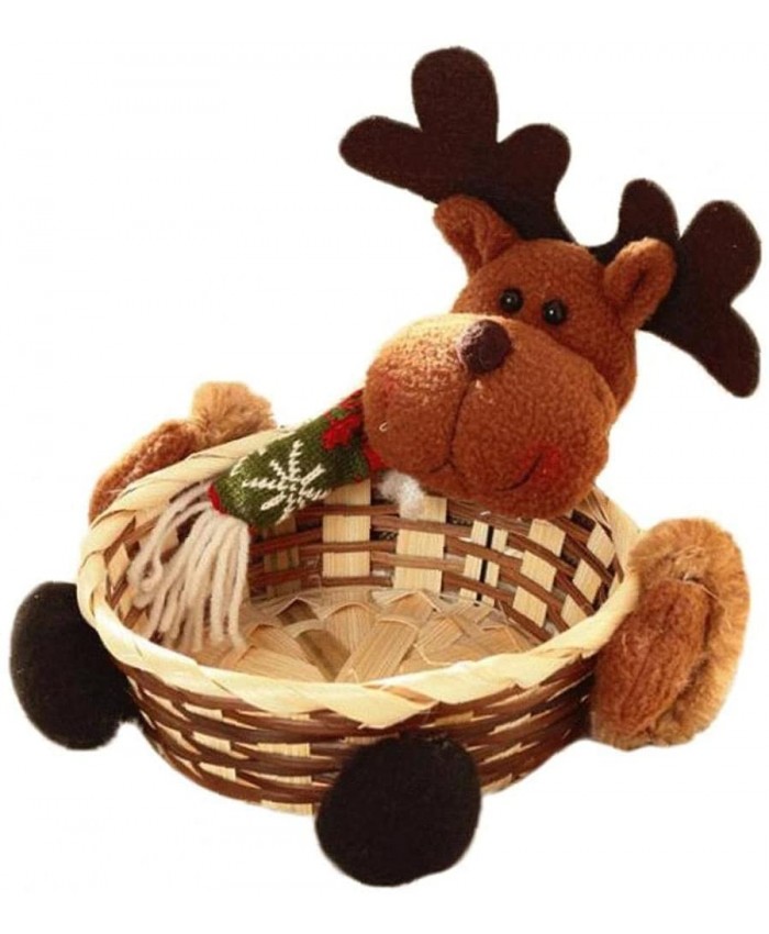Noël panier en bambou Elk bonbons Panier de rangement Holder Décoration embellissements Art Artisanat Accueil Gadget - B096MKWK4Z