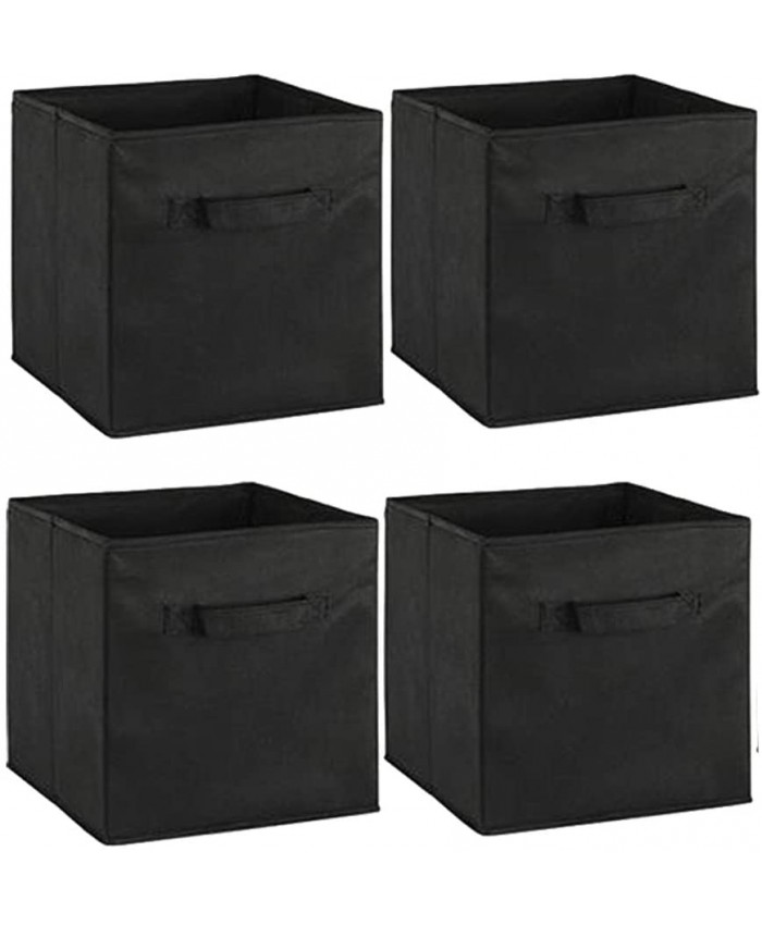 Organisateur de cubes de rangement en tissu pliable avec poignée panier de rangement de 4 paquets bacs de rangement pliables boîtes cubes pour vêtements jouets livres organisateur de rangement,Noir - B0855LSHQP