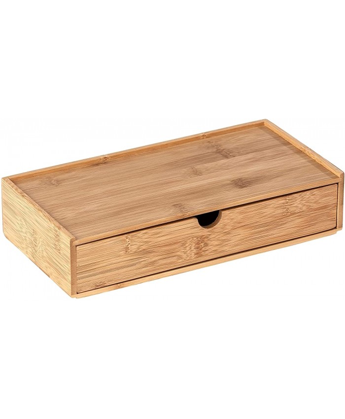 WENKO Boîte avec tiroir en bambou Terra Boîte de rangement panier de salle de bain Capacité: 1.07 l Bambou 28 x 6 x 14 cm naturel - B07R5BJGJ8