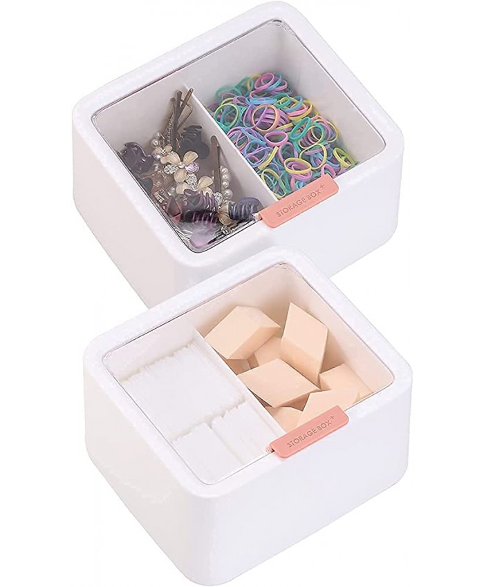 HirrWill 2 compartiments pour cotons-tiges boîte de rangement blanche distributeur avec couvercle pour salle de bain plastique rose - B09LS4KV59