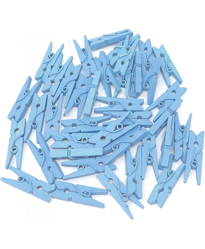 Lot de 100 mini pinces à linge en bois Bleu 25 mm - B013SRF3K8