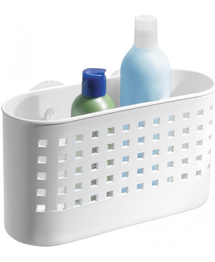 iDesign valet de douche grand panier de douche en plastique sans perçage panier de rangement avec ventouses pour douche baignoire ou cuisine blanc - B0002DLX3S