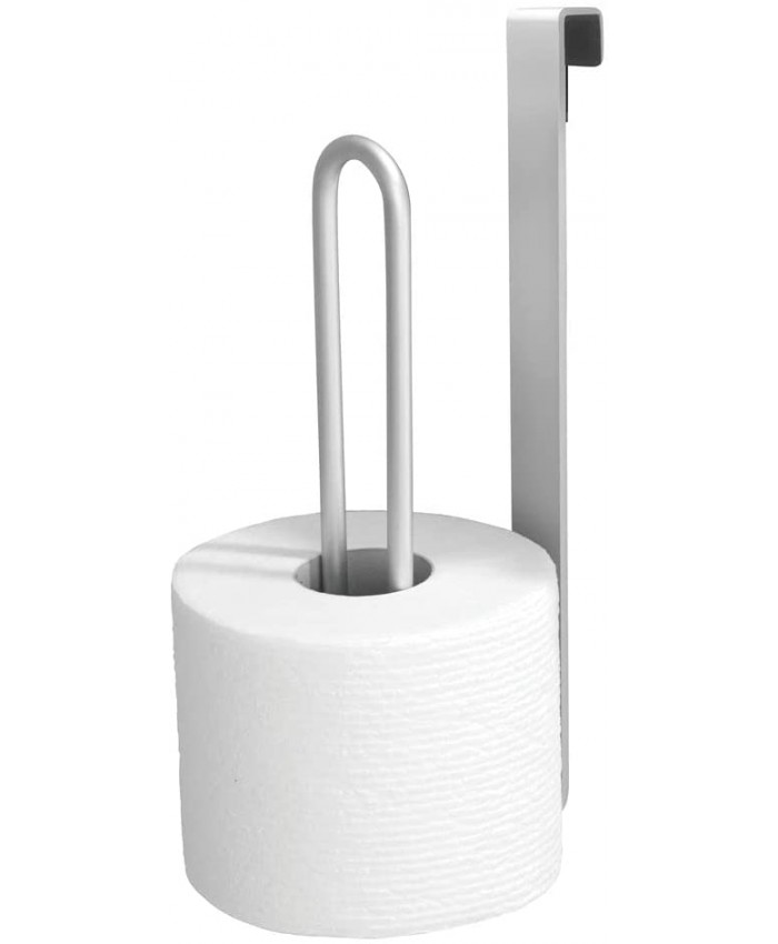 mDesign Support de Papier Toilette à Suspendre – Porte-Rouleaux pour WC autoportant & Design – dérouleur de Papier WC Chic & Pratique – sans perçage Couleur : Argent satiné - B01MR2P72R