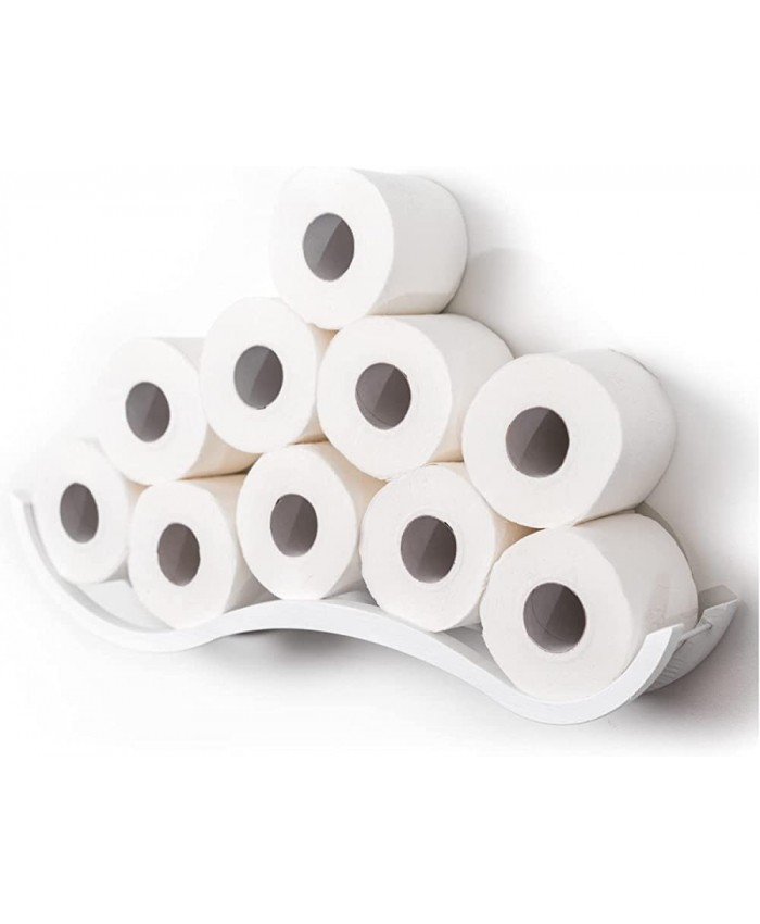 Porte-papier toilette en bois pour papier toilette – Vague Blanc - B07P5YF67G
