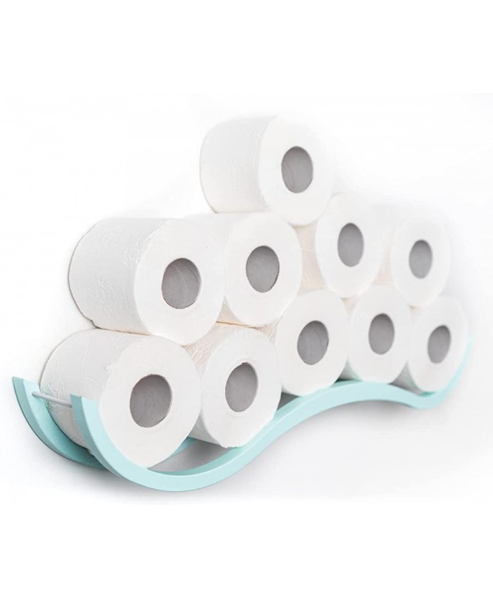 Porte-serviettes en papier toilette porte-papier toilette étagère de salle de bains en bois Vague Bleu - B07NKBYYFJ