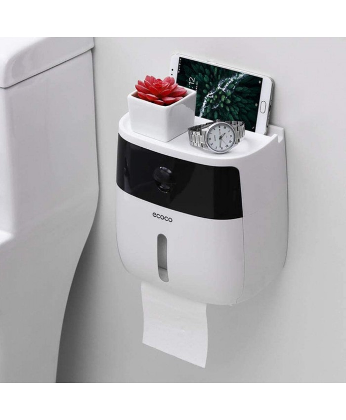 Rainandsnow Paroi étanche Monter WC Distributeur de Papier Toilette boîte de Stockage du Rouleau de Papier de Plateau d'étagère Plateau de boîte de Tissu créatif,Noir - B07ZGJPR6H