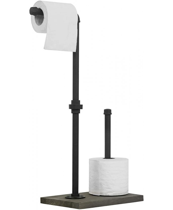 WPLHH Distributeur de papier toilette sur pied en bois gris industriel avec support pour rouleau de réserve peut contenir 3 rouleaux gris couleur : gris - B08RHVW9PD