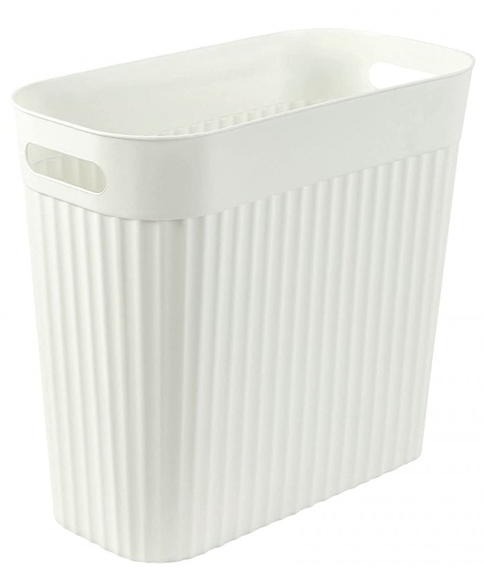 MIEDEON Petite poubelle rectangulaire de 12 litres avec poignée en plastique Pour bureau salle de bain salon cuisine dortoir 12 l blanc - B09SBB4RKM