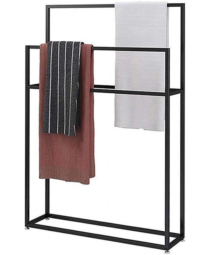 Porte-serviettes autonome en métal noir support porte-serviettes à 2 niveaux pour cuisine salle de bain chambre à coucher bureau - B07Z68NYB2