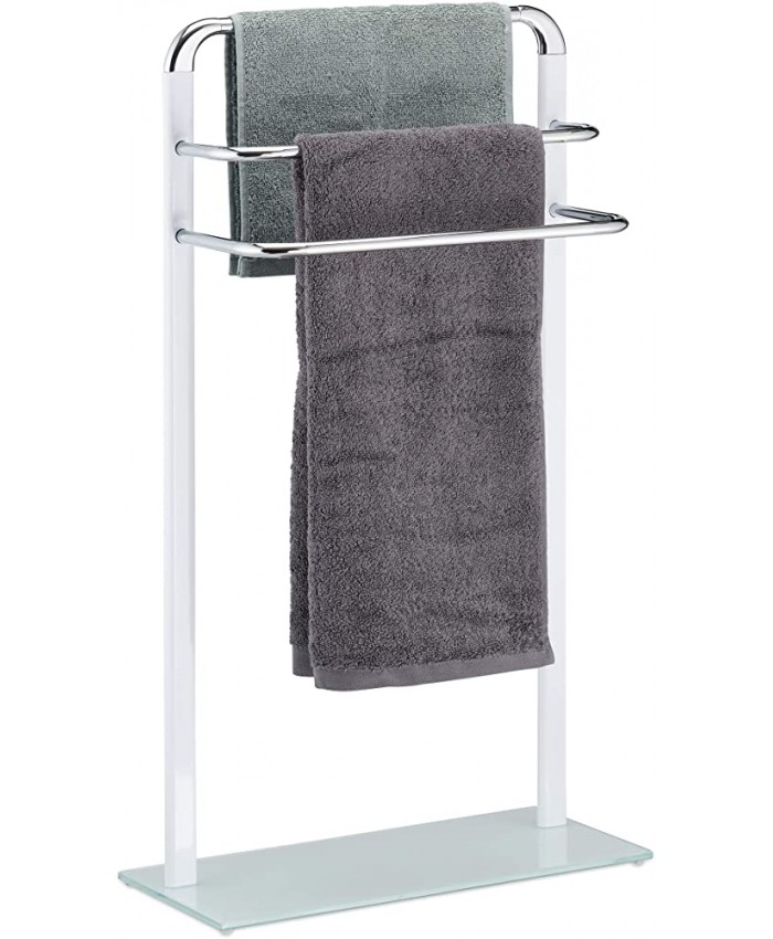 Relaxdays blanc Porte 3 barres métal chromé support serviettes design moderne HxlxP 80x45x20 cm argenté verre 80 x 45 x 20 cm - B07L3S5F5R