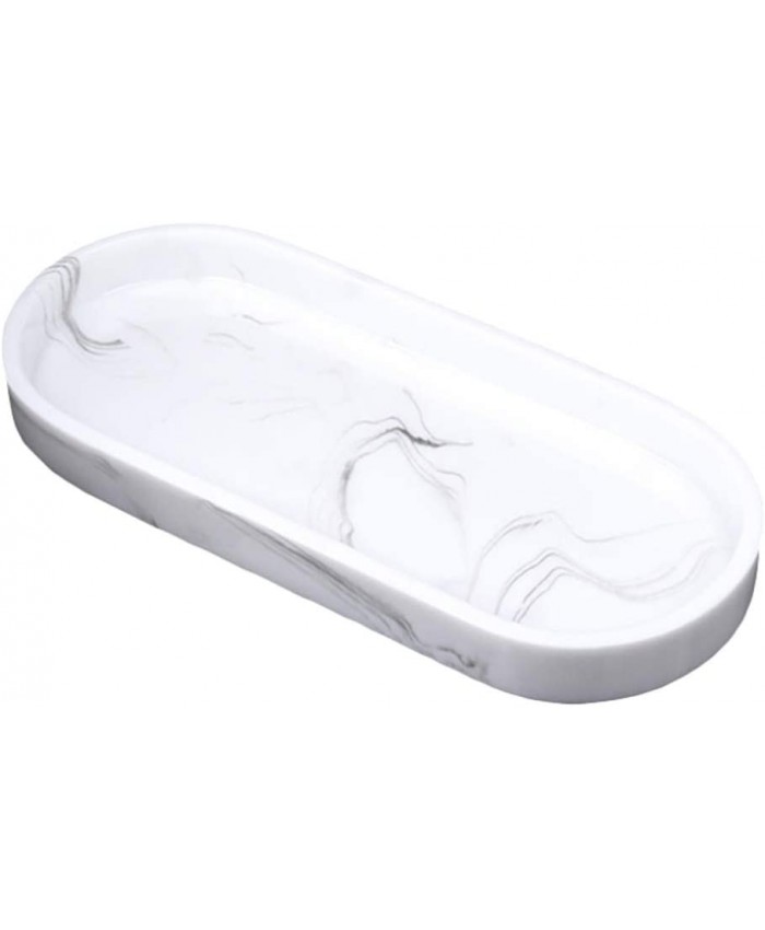 DOITOOL 1 plateau de salle de bain en résine avec motif marbre Pour mouchoirs bougies savon serviette Blanc - B08LGQ5XTQ